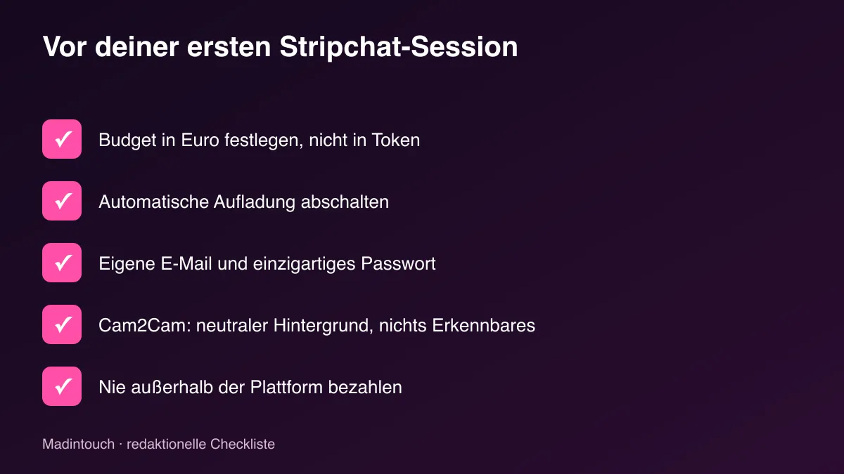 Checkliste in fünf Punkten vor der ersten Stripchat-Session