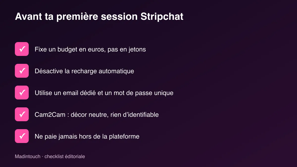 Checklist en cinq points avant une première session Stripchat
