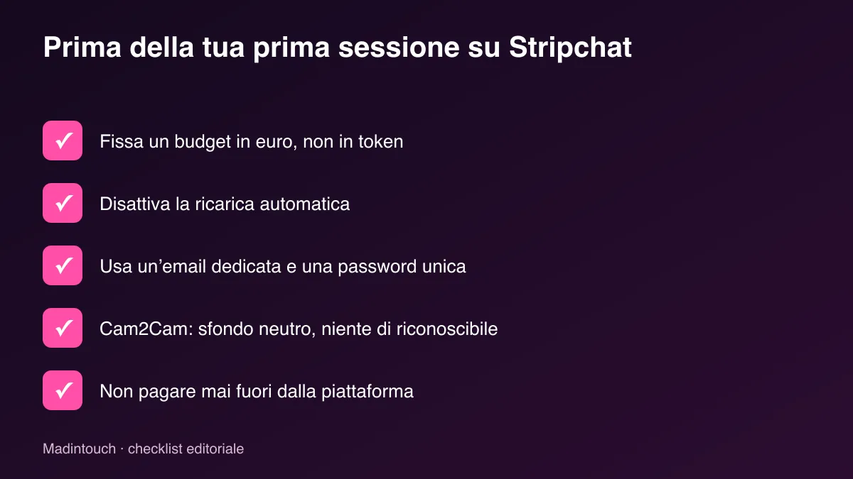 Checklist in cinque punti prima della prima sessione su Stripchat