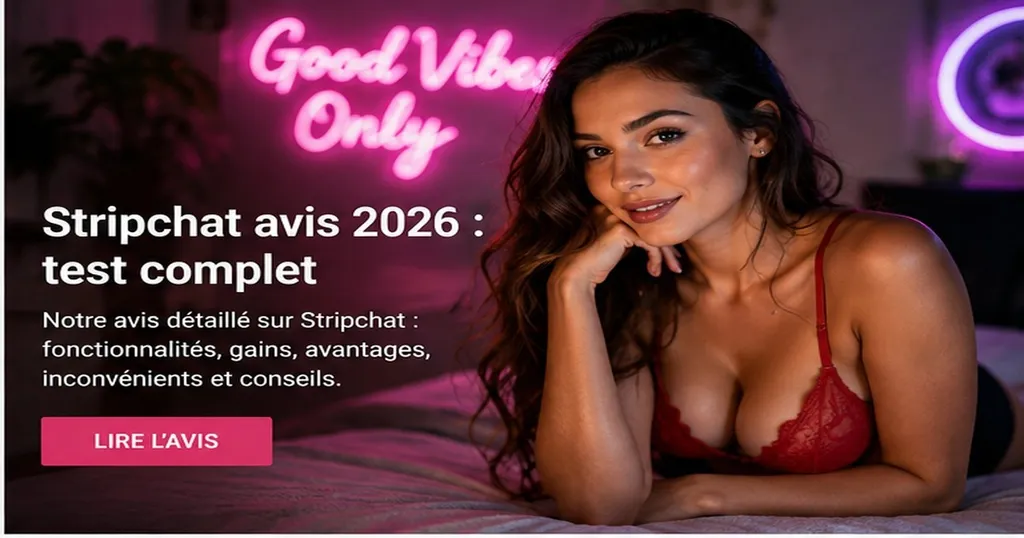 Stripchat opiniones 2026: ambiente sensual de webcam en estudio, ilustración editorial