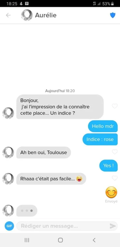 Exemple conversation Tinder : fille qui drague un mec