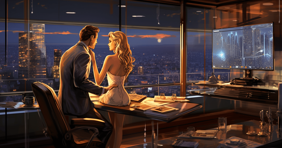 Article suivant : Illustration : couple élégant face à face à une table, devant une baie vitrée ouverte sur une ville…