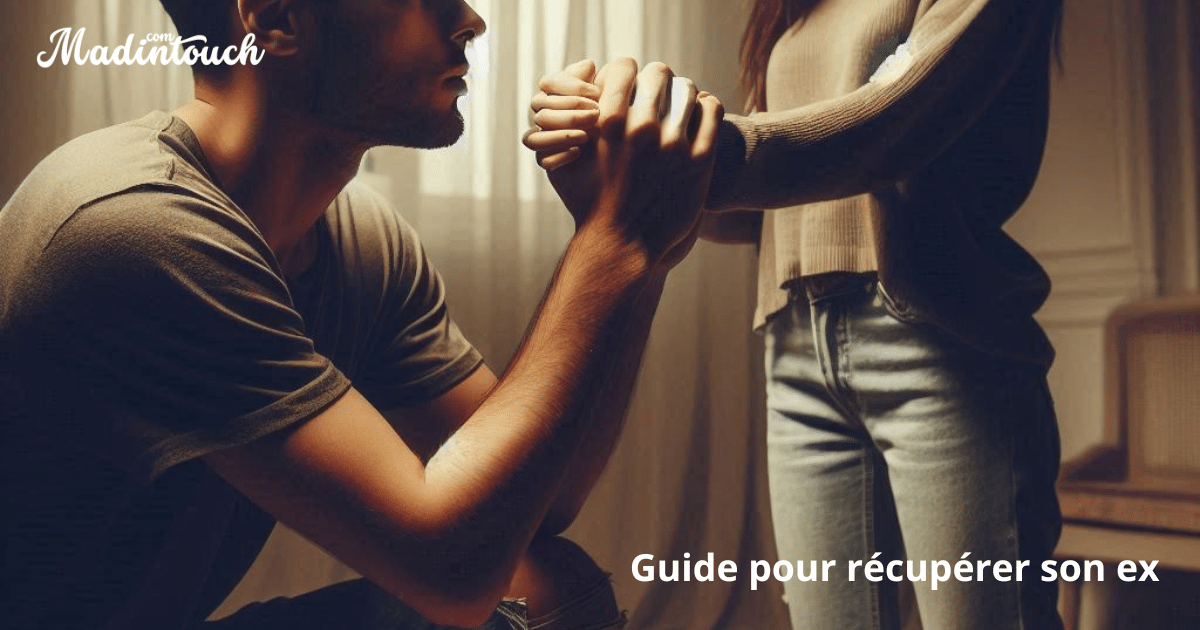 Article suivant : Bannière Madintouch : homme assis tenant la main d'une femme debout, avec la mention « Guide pour…