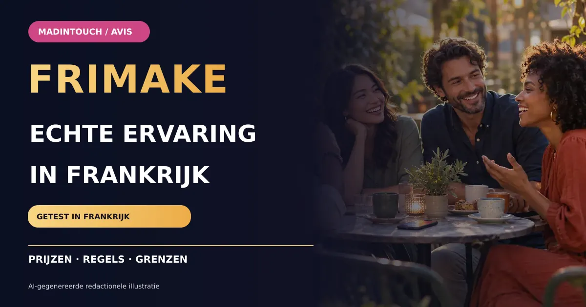 AI-gegenereerde redactionele illustratie van vrienden op een terras voor een Frimake-ervaring uit Frankrijk.